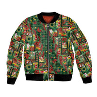 Mele Kalikimaka Pakalana Pikake Lei Bomber Jacket Hawaiian Rodeo Paniolo Ulaula Palaka - Polynesian Pride