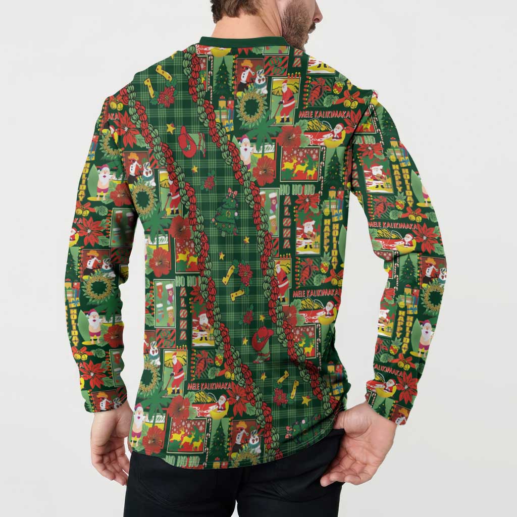 Mele Kalikimaka Pakalana Pikake Lei Button Sweatshirt Hawaiian Rodeo Paniolo Ulaula Palaka - Polynesian Pride