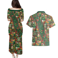 Mele Kalikimaka Pakalana Pikake Lei Couples Matching Puletasi and Hawaiian Shirt Hawaiian Rodeo Paniolo Ulaula Palaka LT9 - Polynesian Pride