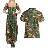 Mele Kalikimaka Pakalana Pikake Lei Couples Matching Summer Maxi Dress and Hawaiian Shirt Hawaiian Rodeo Paniolo Ulaula Palaka - Polynesian Pride