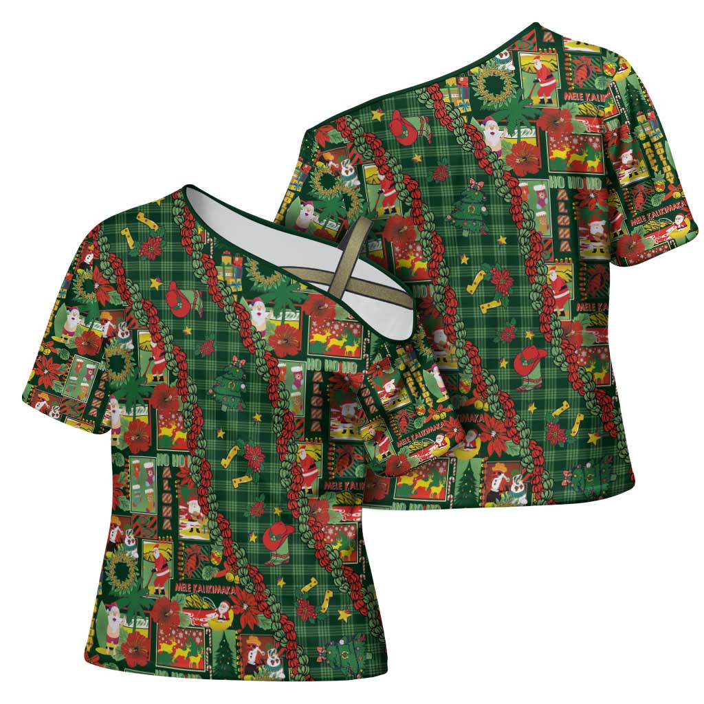 Mele Kalikimaka Pakalana Pikake Lei Cross Shoulder Shirt Hawaiian Rodeo Paniolo Ulaula Palaka - Polynesian Pride