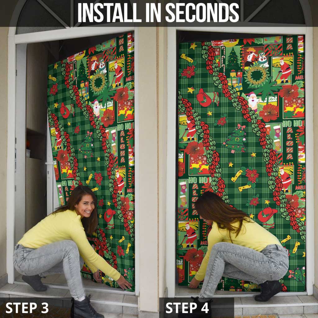 Mele Kalikimaka Pakalana Pikake Lei Door Cover Hawaiian Rodeo Paniolo Ulaula Palaka - Polynesian Pride