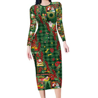 Mele Kalikimaka Pakalana Pikake Lei Family Matching Long Sleeve Bodycon Dress and Hawaiian Shirt Hawaiian Rodeo Paniolo Ulaula Palaka - Polynesian Pride