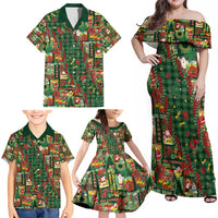 Mele Kalikimaka Pakalana Pikake Lei Family Matching Off Shoulder Maxi Dress and Hawaiian Shirt Hawaiian Rodeo Paniolo Ulaula Palaka - Polynesian Pride