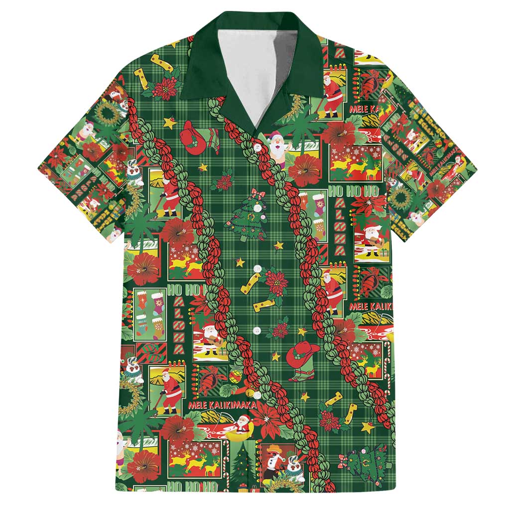 Mele Kalikimaka Pakalana Pikake Lei Family Matching Off Shoulder Short Dress and Hawaiian Shirt Hawaiian Rodeo Paniolo Ulaula Palaka - Polynesian Pride