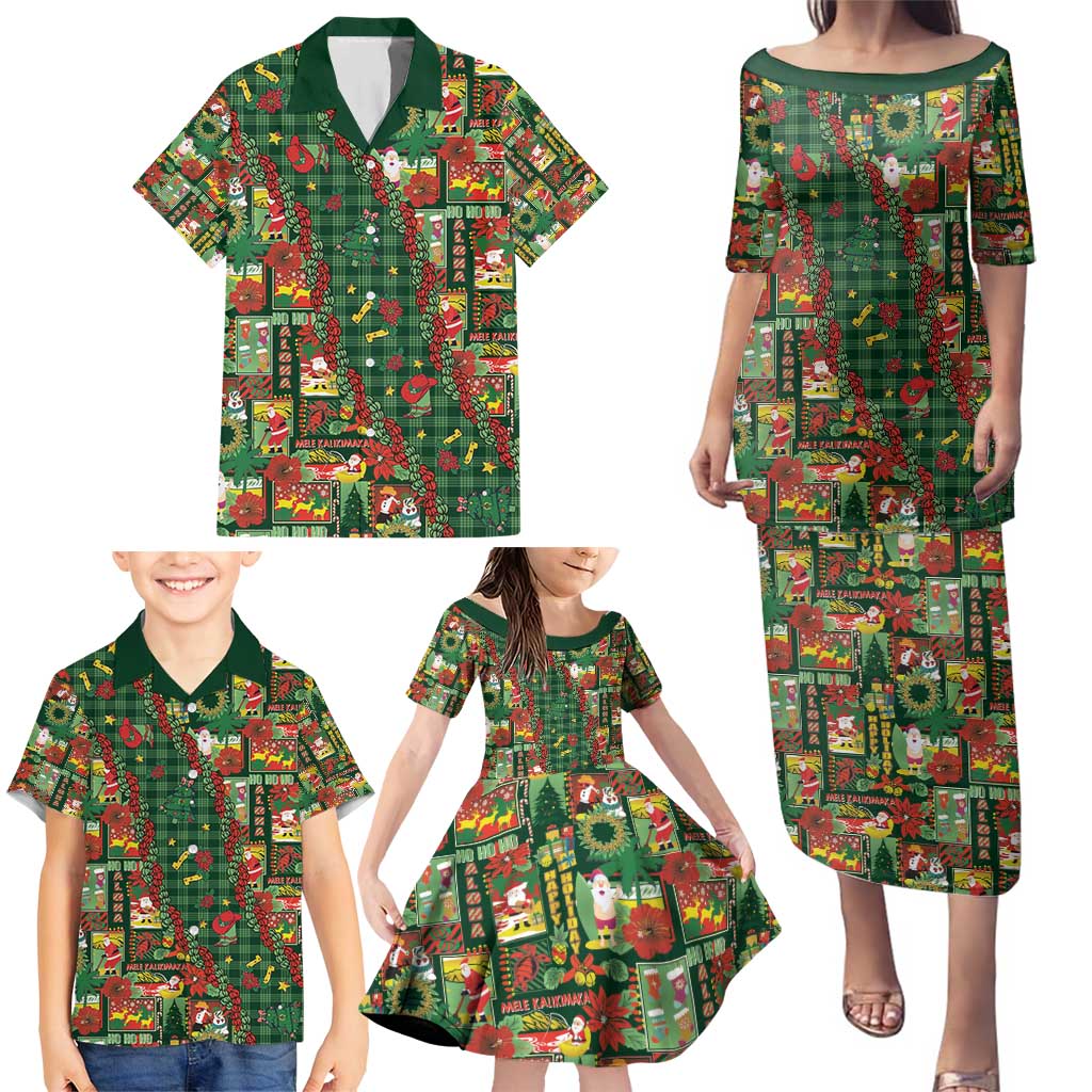 Mele Kalikimaka Pakalana Pikake Lei Family Matching Puletasi and Hawaiian Shirt Hawaiian Rodeo Paniolo Ulaula Palaka - Polynesian Pride