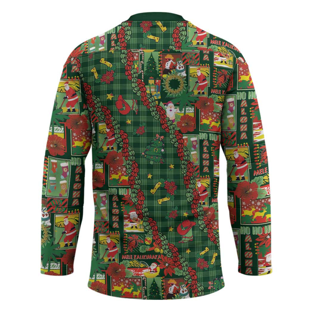 Mele Kalikimaka Pakalana Pikake Lei Hockey Jersey Hawaiian Rodeo Paniolo Ulaula Palaka - Polynesian Pride