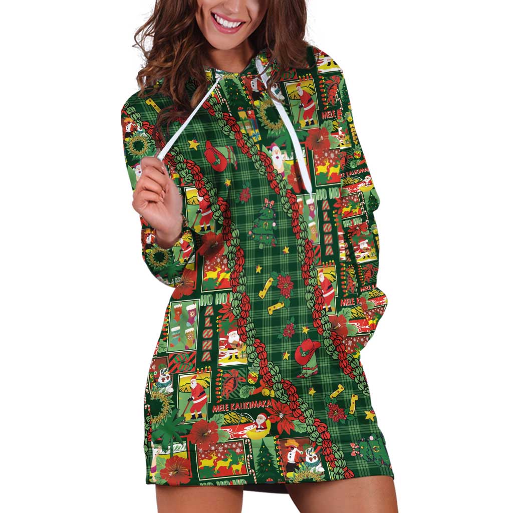 Mele Kalikimaka Pakalana Pikake Lei Hoodie Dress Hawaiian Rodeo Paniolo Ulaula Palaka - Polynesian Pride