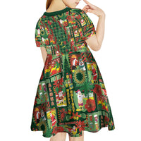 Mele Kalikimaka Pakalana Pikake Lei Kid Short Sleeve Dress Hawaiian Rodeo Paniolo Ulaula Palaka - Polynesian Pride