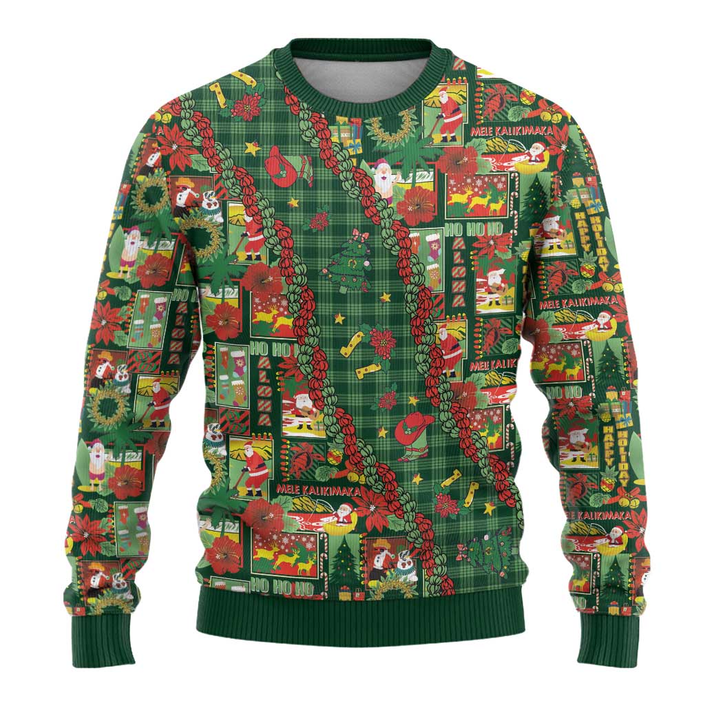 Mele Kalikimaka Pakalana Pikake Lei Ugly Christmas Sweater Hawaiian Rodeo Paniolo Ulaula Palaka - Polynesian Pride