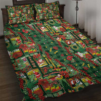 Mele Kalikimaka Pakalana Pikake Lei Quilt Bed Set Hawaiian Rodeo Paniolo Ulaula Palaka - Polynesian Pride