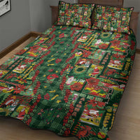 Mele Kalikimaka Pakalana Pikake Lei Quilt Bed Set Hawaiian Rodeo Paniolo Ulaula Palaka - Polynesian Pride