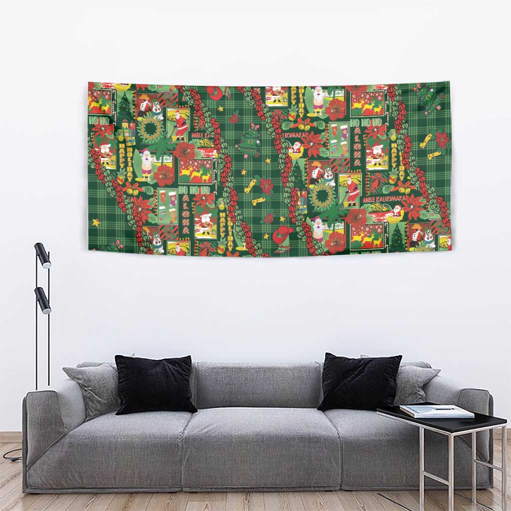 Mele Kalikimaka Pakalana Pikake Lei Tapestry Hawaiian Rodeo Paniolo Ulaula Palaka - Polynesian Pride