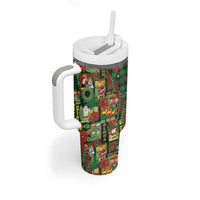 Mele Kalikimaka Pakalana Pikake Lei Tumbler With Handle Hawaiian Rodeo Paniolo Ulaula Palaka - Polynesian Pride