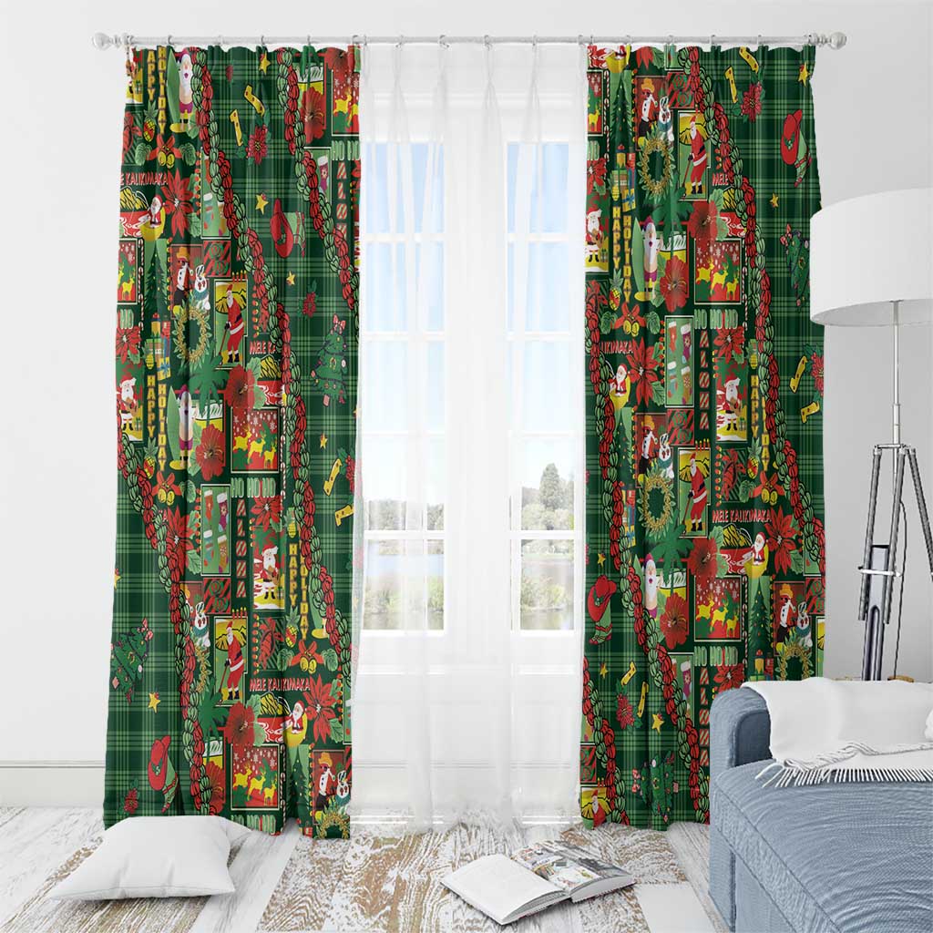Mele Kalikimaka Pakalana Pikake Lei Window Curtain Hawaiian Rodeo Paniolo Ulaula Palaka - Polynesian Pride