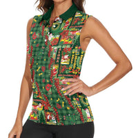 Mele Kalikimaka Pakalana Pikake Lei Women Sleeveless Polo Shirt Hawaiian Rodeo Paniolo Ulaula Palaka - Polynesian Pride