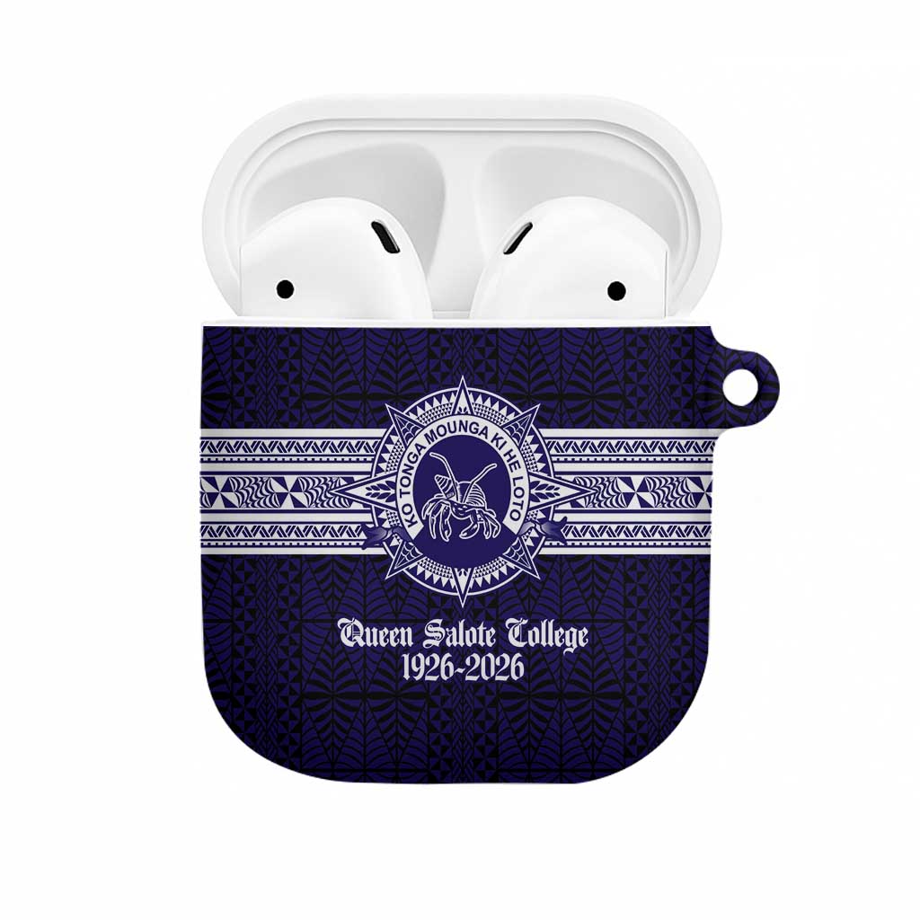Tonga Queen Salote College 100 years AirPods Case QSC 1926-2026 Tongan Pattern LT9 Blue - Polynesian Pride