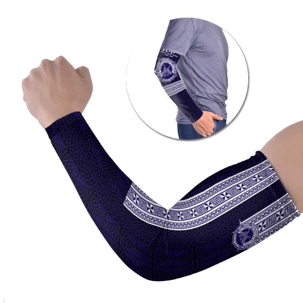 Tonga Queen Salote College 100 years Arm Sleeves QSC 1926-2026 Tongan Pattern LT9 Set of 2 Blue - Polynesian Pride