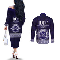 Tonga Queen Salote College 100 years Couples Matching Off The Shoulder Long Sleeve Dress and Long Sleeve Button Shirt QSC 1926-2026 Tongan Pattern