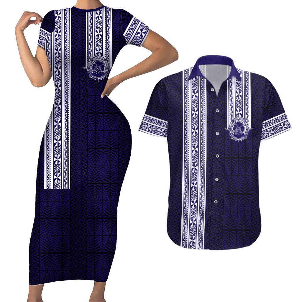 Tonga Queen Salote College 100 years Couples Matching Short Sleeve Bodycon Dress and Hawaiian Shirt QSC 1926-2026 Tongan Pattern