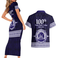 Tonga Queen Salote College 100 years Couples Matching Short Sleeve Bodycon Dress and Hawaiian Shirt QSC 1926-2026 Tongan Pattern