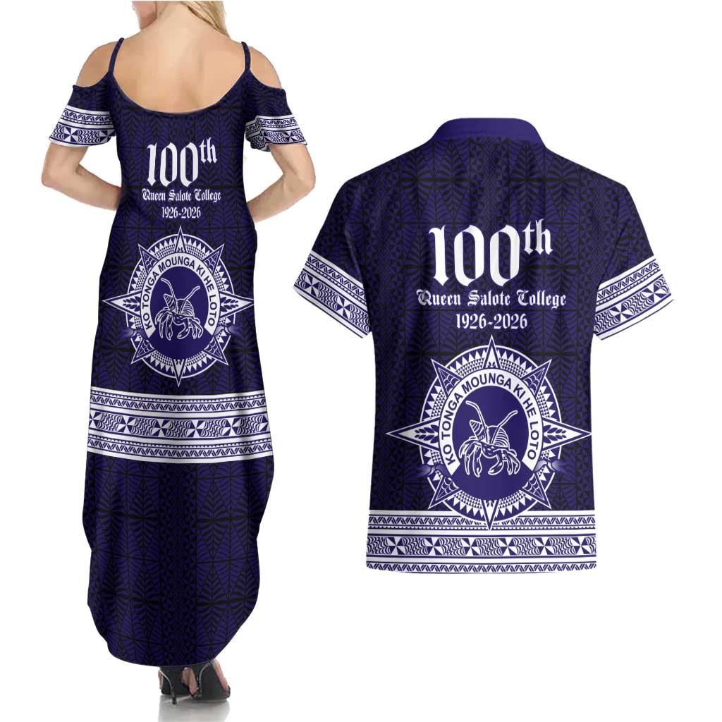 Tonga Queen Salote College 100 years Couples Matching Summer Maxi Dress and Hawaiian Shirt QSC 1926-2026 Tongan Pattern