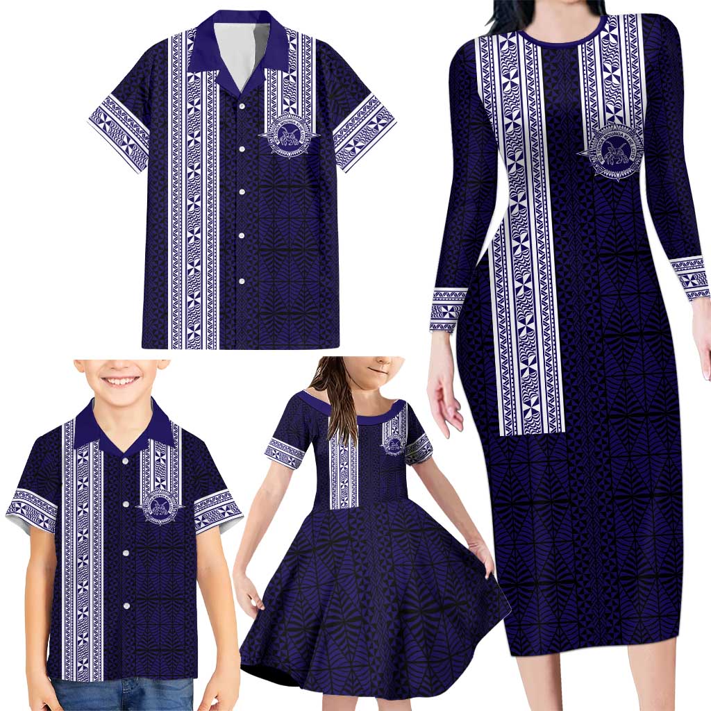 Tonga Queen Salote College 100 years Family Matching Long Sleeve Bodycon Dress and Hawaiian Shirt QSC 1926-2026 Tongan Pattern