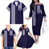 Tonga Queen Salote College 100 years Family Matching Off The Shoulder Long Sleeve Dress and Hawaiian Shirt QSC 1926-2026 Tongan Pattern