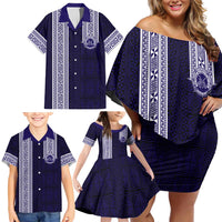 Tonga Queen Salote College 100 years Family Matching Off Shoulder Short Dress and Hawaiian Shirt QSC 1926-2026 Tongan Pattern