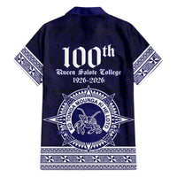 Tonga Queen Salote College 100 years Family Matching Off Shoulder Short Dress and Hawaiian Shirt QSC 1926-2026 Tongan Pattern