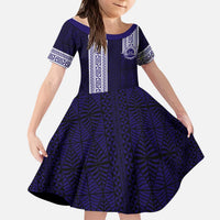 Tonga Queen Salote College 100 years Kid Short Sleeve Dress QSC 1926-2026 Tongan Pattern LT9 KID Blue - Polynesian Pride
