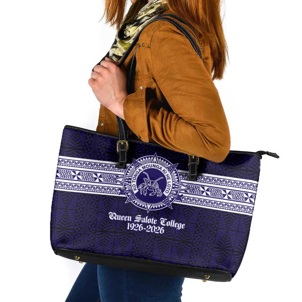 Tonga Queen Salote College 100 years Leather Tote Bag QSC 1926-2026 Tongan Pattern