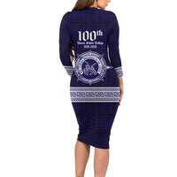 Tonga Queen Salote College 100 years Long Sleeve Bodycon Dress QSC 1926-2026 Tongan Pattern LT9 - Polynesian Pride