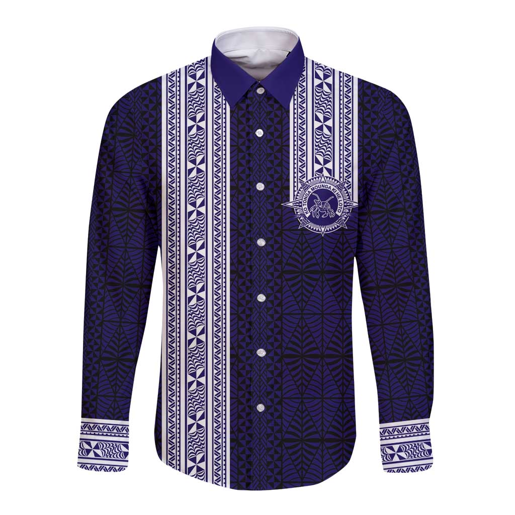 Tonga Queen Salote College 100 years Long Sleeve Button Shirt QSC 1926-2026 Tongan Pattern LT9 Unisex Blue - Polynesian Pride