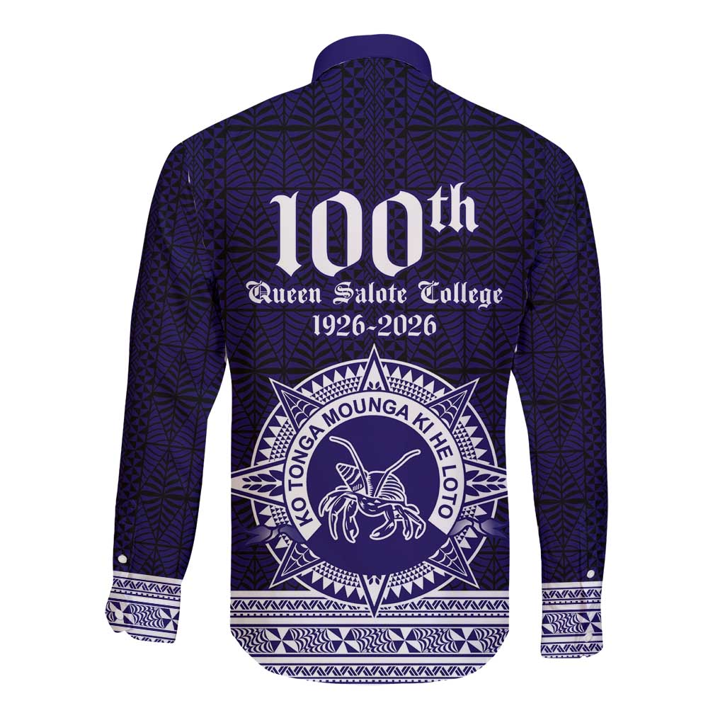Tonga Queen Salote College 100 years Long Sleeve Button Shirt QSC 1926-2026 Tongan Pattern LT9 - Polynesian Pride