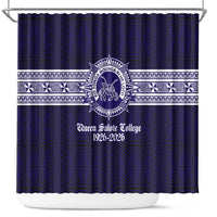 Tonga Queen Salote College 100 years Shower Curtain QSC 1926-2026 Tongan Pattern LT9 Blue - Polynesian Pride