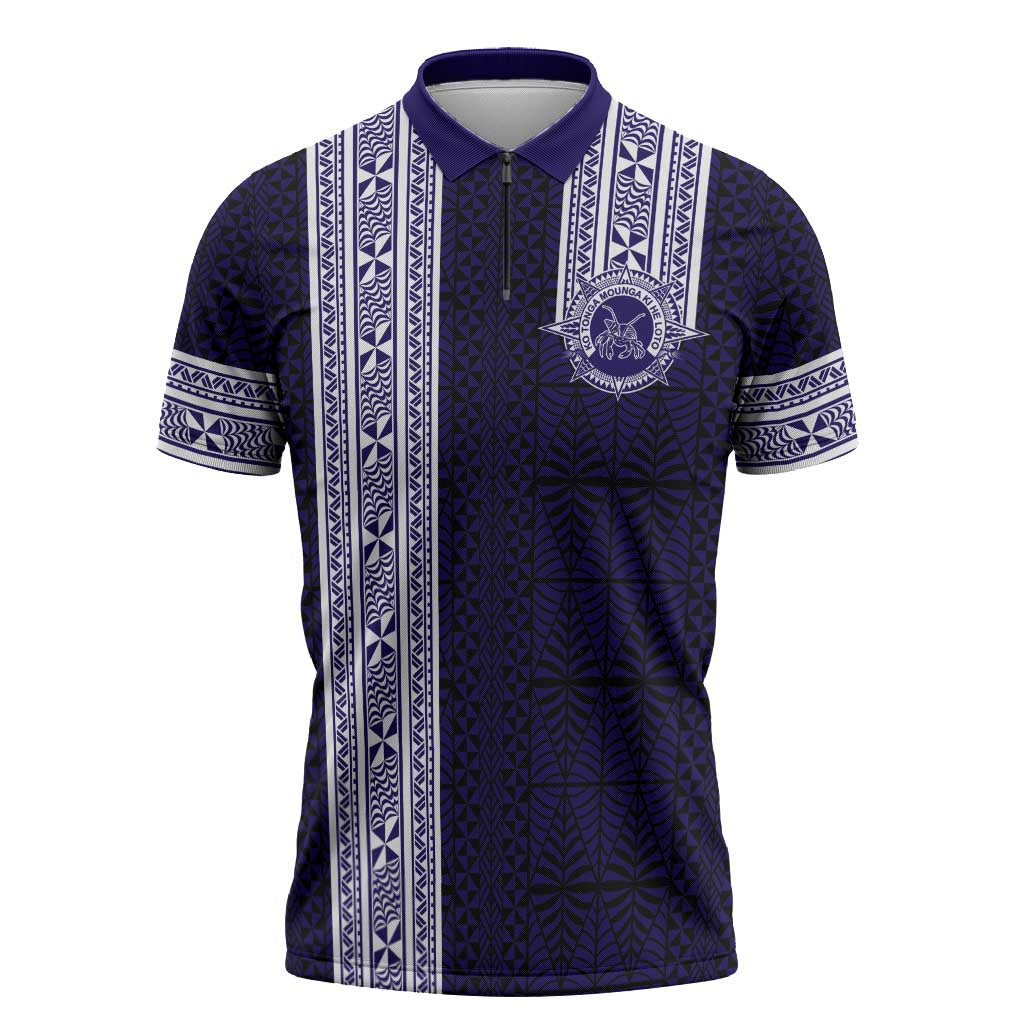 Tonga Queen Salote College 100 years Zipper Polo Shirt QSC 1926-2026 Tongan Pattern