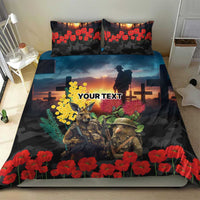 Kangaroo-Kiwi Soldier ANZAC Personalised Bedding Set Golden Wattle and Pohutukawa Flowers