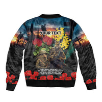 Kangaroo-Kiwi Soldier ANZAC Personalised Bomber Jacket Golden Wattle and Pohutukawa Flowers