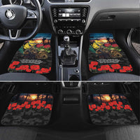 Kangaroo-Kiwi Soldier ANZAC Personalised Car Mats Golden Wattle and Pohutukawa Flowers