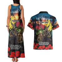 Kangaroo-Kiwi Soldier ANZAC Personalised Couples Matching Tank Maxi Dress and Hawaiian Shirt Golden Wattle and Pohutukawa Flowers