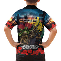 Kangaroo-Kiwi Soldier ANZAC Personalised Family Matching Long Sleeve Bodycon Dress and Hawaiian Shirt Golden Wattle and Pohutukawa Flowers