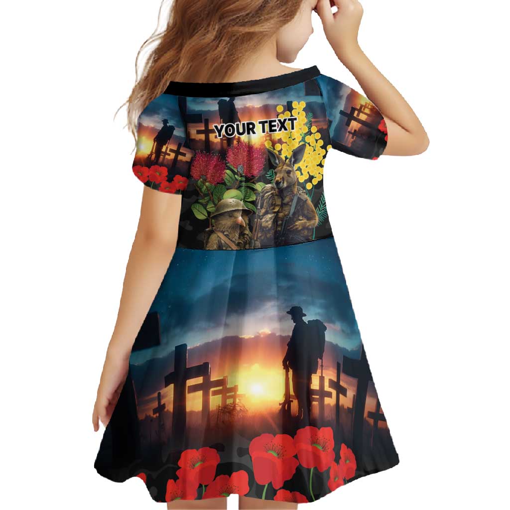 Kangaroo-Kiwi Soldier ANZAC Personalised Family Matching Tank Maxi Dress and Hawaiian Shirt Golden Wattle and Pohutukawa Flowers