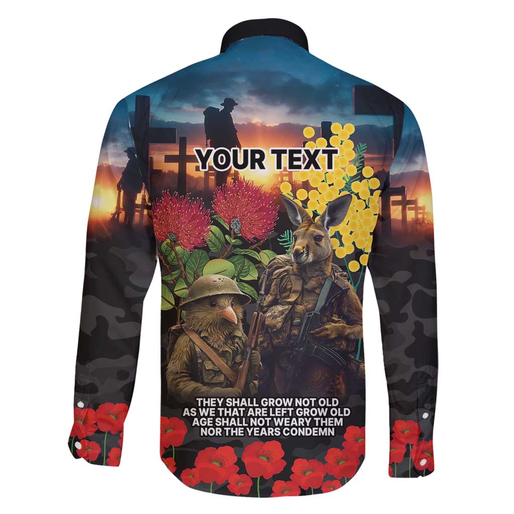 Kangaroo-Kiwi Soldier ANZAC Personalised Family Matching Tank Maxi Dress and Hawaiian Shirt Golden Wattle and Pohutukawa Flowers