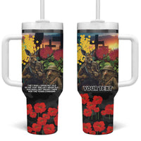 Kangaroo-Kiwi Soldier ANZAC Personalised Tumbler With Handle Golden Wattle and Pohutukawa Flowers
