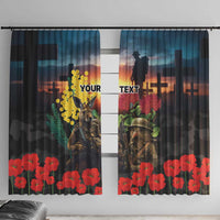 Kangaroo-Kiwi Soldier ANZAC Personalised Window Curtain Golden Wattle and Pohutukawa Flowers