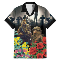Kangaroo-Kiwi Soldier ANZAC Personalised Family Matching Mermaid Dress and Hawaiian Shirt Golden Wattle Poppy Flowers