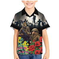 Kangaroo-Kiwi Soldier ANZAC Personalised Family Matching Mermaid Dress and Hawaiian Shirt Golden Wattle Poppy Flowers