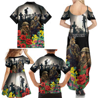 Kangaroo-Kiwi Soldier ANZAC Personalised Family Matching Summer Maxi Dress and Hawaiian Shirt Golden Wattle Poppy Flowers