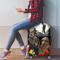 Kangaroo-Kiwi Soldier ANZAC Personalised Luggage Cover Golden Wattle Poppy Flowers